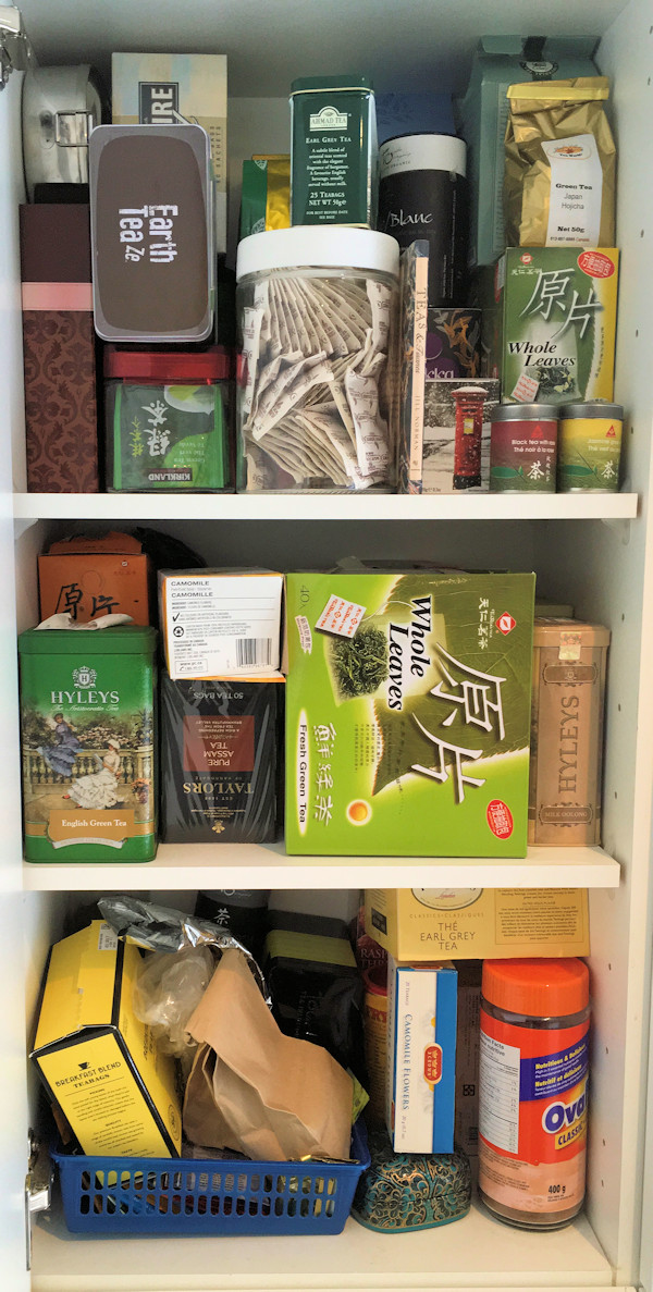 the tea cupboard at home